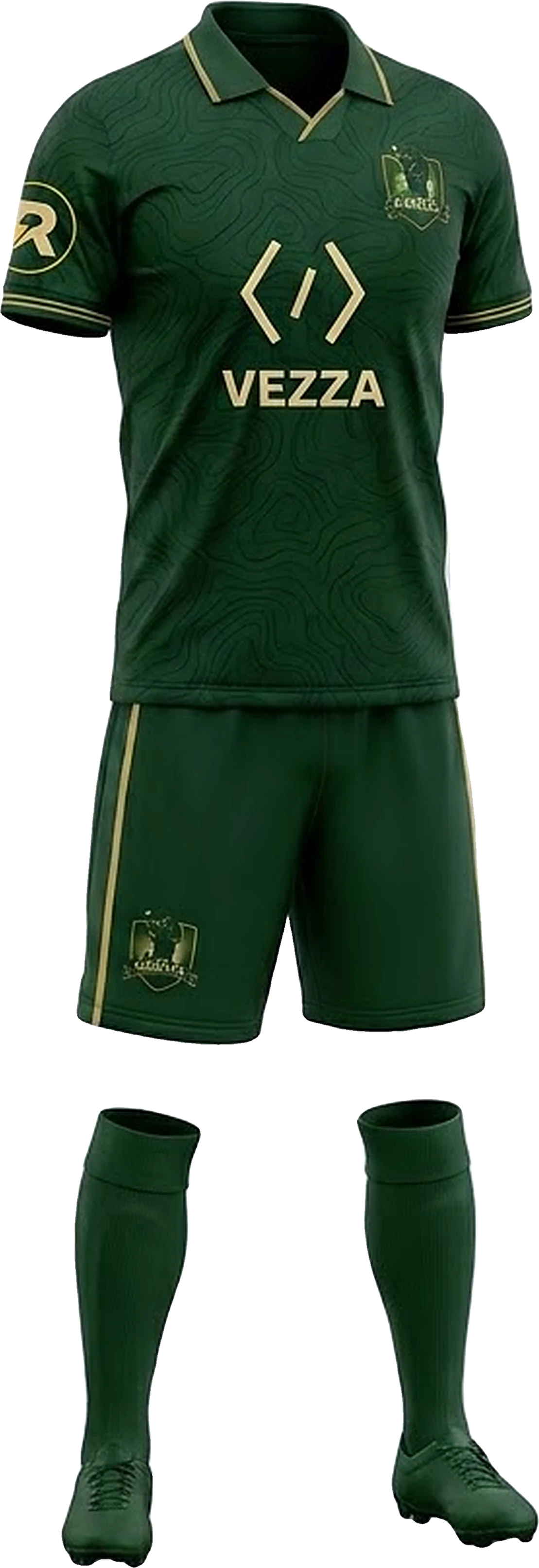 Equipación titular completa de Paisa FC, de frente
